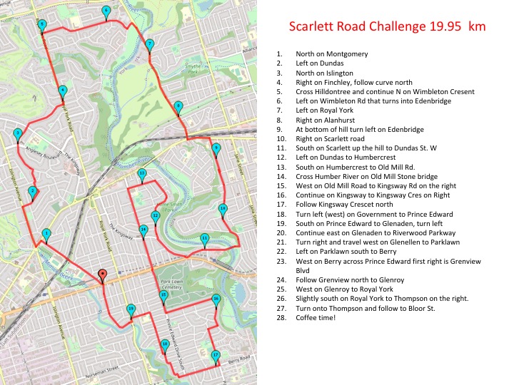 Scarlett Road Challenge 20km route map